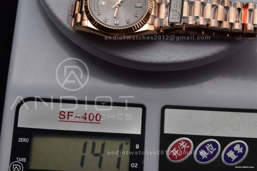 RG 904L Bracelet Weight) QF Edition Steel Original V5 (Gain Square Diamond Grey DayDate 36 President with 671 vr3255 on Dial Best 0208